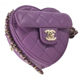 Chanel Vintage - Mini Lambskin CC in Love Heart Crossbody - Purple - Leather and Lambskin Handbag - Luxury High Quality