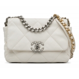 Chanel Vintage - Medium Lambskin 19 Flap - White - Leather and Lambskin Handbag - Luxury High Quality