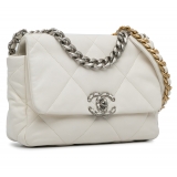 Chanel Vintage - Medium Lambskin 19 Flap - Bianca - Borsa in Pelle e Agnello - Alta Qualità Luxury