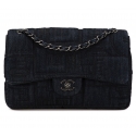 Chanel Vintage - Jumbo Embroidered Denim Perfume Bottle Single Flap - Nera - Borsa in Pelle e Agnello - Alta Qualità Luxury