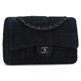 Chanel Vintage - Jumbo Embroidered Denim Perfume Bottle Single Flap - Black - Leather and Lambskin Handbag - Luxury High Quality