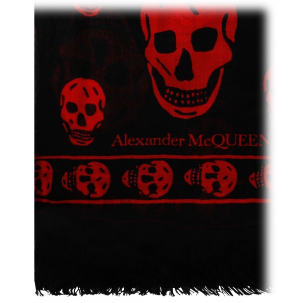 Alexander McQueen - Skull Scarf - Black Red - Alexander McQueen Exclusive Luxury Collection