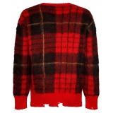 Alexander McQueen - Check Red Mohair Jumper Knitwear - Red Black Yellow - Alexander McQueen Exclusive Luxury Collection