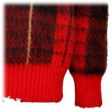 Alexander McQueen - Check Red Mohair Jumper Knitwear - Red Black Yellow - Alexander McQueen Exclusive Luxury Collection