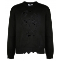 Alexander McQueen - Maglione Girocollo con Teschio Nero in Maglia - Nero - Alexander McQueen Exclusive Luxury Collection