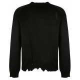 Alexander McQueen - Maglione Girocollo con Teschio Nero in Maglia - Nero - Alexander McQueen Exclusive Luxury Collection