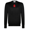 Alexander McQueen - Maglione in Maglia Nera con Logo Teschio - Nero Rosso - Alexander McQueen Exclusive Luxury Collection