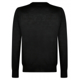 Alexander McQueen - Maglione in Maglia Nera con Logo Teschio - Nero Rosso - Alexander McQueen Exclusive Luxury Collection