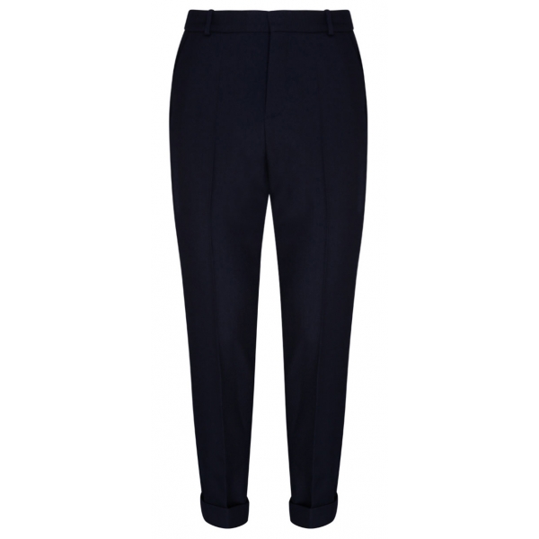 Balmain - Virgin Wool Tailored Trousers - Navy Blue - Balmain Exclusive Luxury Collection