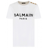 Balmain - Cotton Logo Print T-Shirt - White Black - Balmain Exclusive Luxury Collection