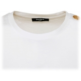 Balmain - Cotton Logo Print T-Shirt - White Black - Balmain Exclusive Luxury Collection