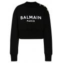 Balmain - Cotton Logo Print Cropped Sweatshirt - Black - Balmain Exclusive Luxury Collection