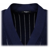 Balmain - Cardigan Corto Lavorato a Maglia - Blu Navy - Balmain Exclusive Luxury Collection