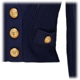 Balmain - Cardigan Corto Lavorato a Maglia - Blu Navy - Balmain Exclusive Luxury Collection