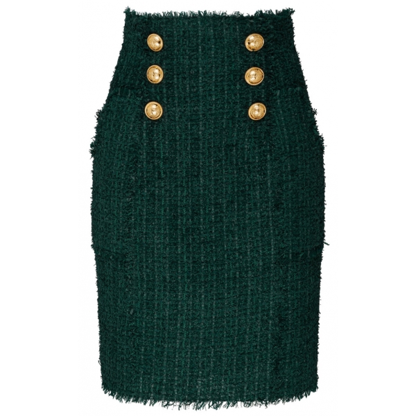 Balmain - Tweed Pencil Skirt - Dark Green - Balmain Exclusive Luxury Collection