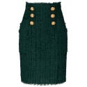 Balmain - Gonna a Tubino in Tweed - Verde Scuro - Balmain Exclusive Luxury Collection