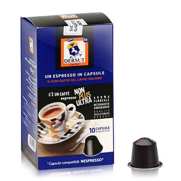 Dersut Caffè - Capsule Non Plus Ultra Compatibili Nespresso - Caffè 100 % Arabica in Capsule - Caffè in Capsule - 10 x 5,5 g