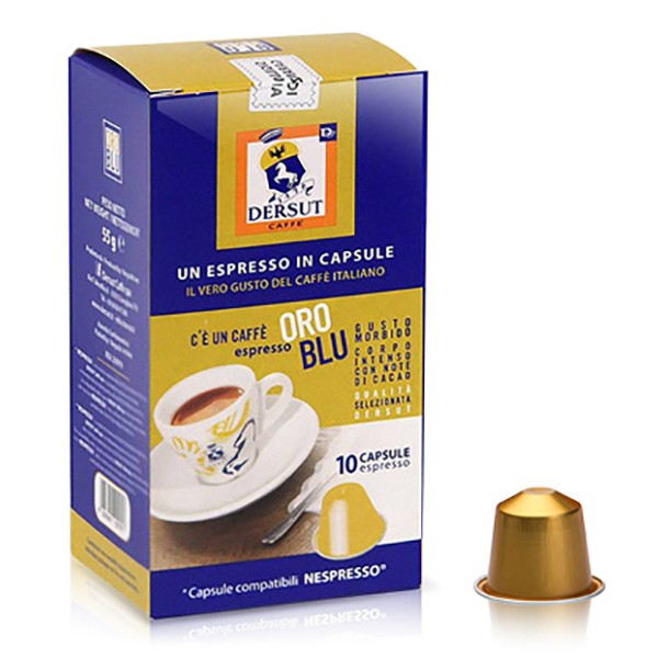 Dersut Caffè - Capsule Oro Blu Compatibili Nespresso - Caffè in Capsule - 10 x 5,5 g