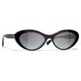 Chanel - Occhiali da Sole Ovali - Nero Rosso - Chanel Eyewear