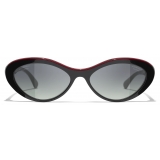 Chanel - Occhiali da Sole Ovali - Nero Rosso - Chanel Eyewear