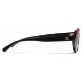 Chanel - Occhiali da Sole Ovali - Nero Rosso - Chanel Eyewear