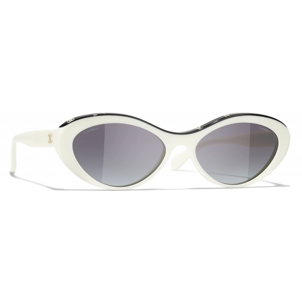 Chanel - Oval Sunglasses - Black White - Chanel Eyewear