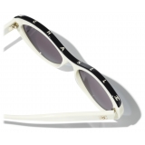 Chanel - Occhiali da Sole Ovali - Nero Bianco - Chanel Eyewear