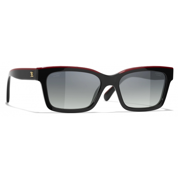 Chanel - Occhiali da Sole Quadrati - Nero Rosso - Chanel Eyewear