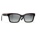 Chanel - Occhiali da Sole Quadrati - Nero Rosso - Chanel Eyewear