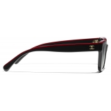 Chanel - Occhiali da Sole Quadrati - Nero Rosso - Chanel Eyewear