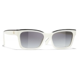 Chanel - Occhiali da Sole Quadrati - Nero Bianco Grigio - Chanel Eyewear