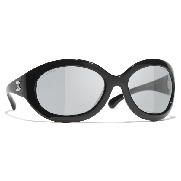 Chanel - Occhiali da Sole a Maschera - Nero Grigio Chiaro - Chanel Eyewear