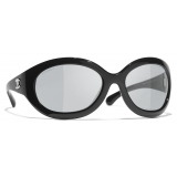 Chanel - Occhiali da Sole a Maschera - Nero Grigio Chiaro - Chanel Eyewear