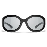 Chanel - Occhiali da Sole a Maschera - Nero Grigio Chiaro - Chanel Eyewear