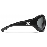 Chanel - Occhiali da Sole a Maschera - Nero Grigio Chiaro - Chanel Eyewear