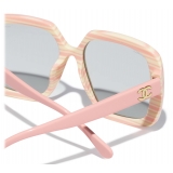 Chanel - Occhiali da Sole Quadrati - Giallo Pesca Grigio - Chanel Eyewear