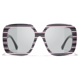 Chanel - Occhiali da Sole Quadrati - Nero Rosa Grigio - Chanel Eyewear