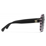 Chanel - Occhiali da Sole Quadrati - Nero Rosa Grigio - Chanel Eyewear