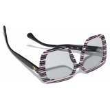 Chanel - Occhiali da Sole Quadrati - Nero Rosa Grigio - Chanel Eyewear