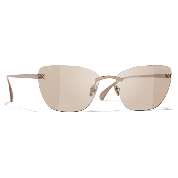 Chanel - Cat Eye Sunglasses - Beige Pink Gold - Chanel Eyewear