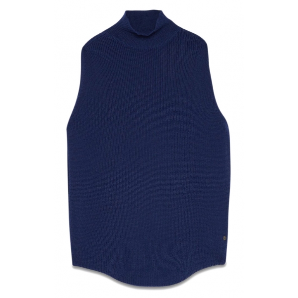 Ottod'Ame - Sleeveless Cape Sweater - Blue - Sweater - Luxury Exclusive Collection