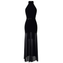 Elisabetta Franchi - American Neckline Dress with Belt - Black - Dress - Made in Italy - Luxury Exclusive Collection