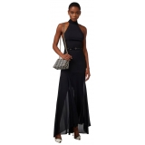 Elisabetta Franchi - American Neckline Dress with Belt - Black - Dress - Made in Italy - Luxury Exclusive Collection