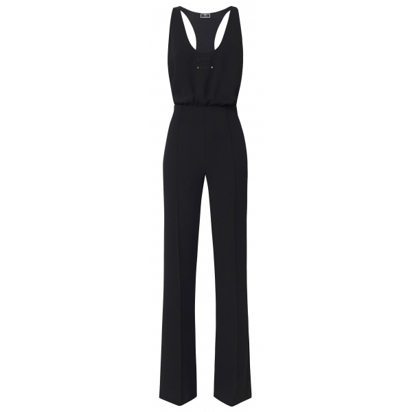 Elisabetta Franchi - Wide Leg Suit with Olympic Cut - Black - Dress - Made in Italy - Luxury Exclusive Collection