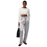 Elisabetta Franchi - Pantalone Jogger in Crêpe Lucido - Grigio - Pantaloni - Made in Italy - Luxury Exclusive Collection