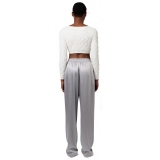 Elisabetta Franchi - Pantalone Jogger in Crêpe Lucido - Grigio - Pantaloni - Made in Italy - Luxury Exclusive Collection