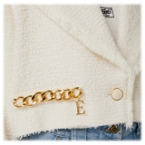 Elisabetta Franchi - Cropped Jacket with Chain Detail - White - Jacket - Made in Italy - Luxury Exclusive Collection