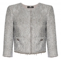 Elisabetta Franchi - Tweed Lurex Cropped Jacket - Silver - Jacket - Made in Italy - Luxury Exclusive Collection