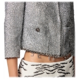 Elisabetta Franchi - Tweed Lurex Cropped Jacket - Silver - Jacket - Made in Italy - Luxury Exclusive Collection