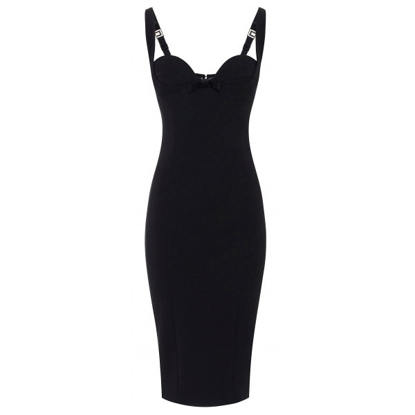 Elisabetta Franchi - Midi Dress with Bow Detail - Black - Dress - Made in Italy - Luxury Exclusive Collection